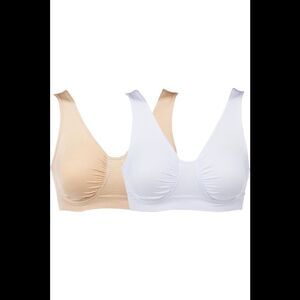 Rhonda Shear Women's 2pk Ahh Seamless Underwire Bra White/Light Beige - Regular